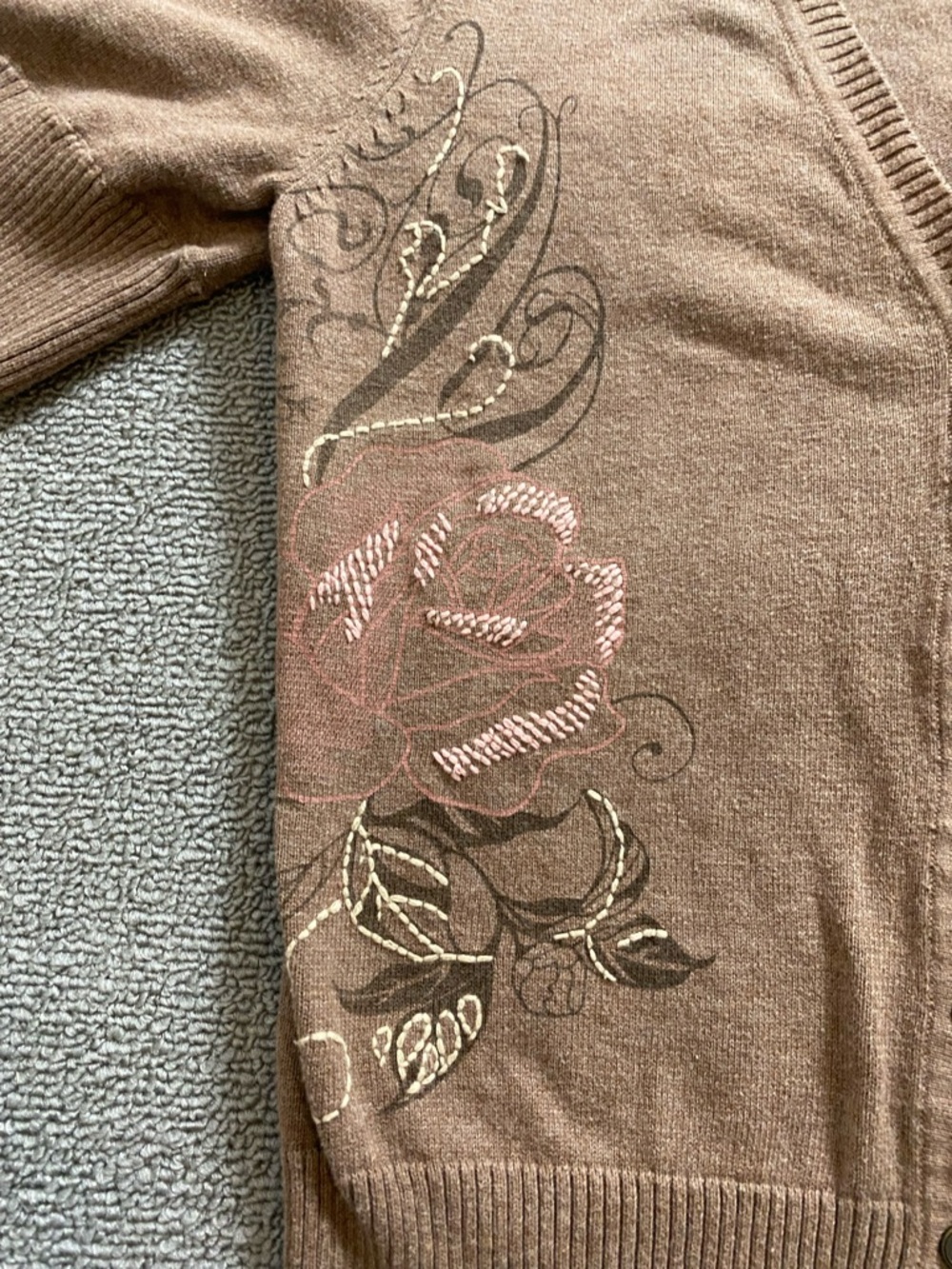 Sonoma Y2K Vintage Soft Girl Cottagecore Floral V-Neck Short Sleeve Cardigan - Picture 3 of 7